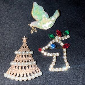 Avon Festive Brooch Collection - Gold, Green, Red, Blue